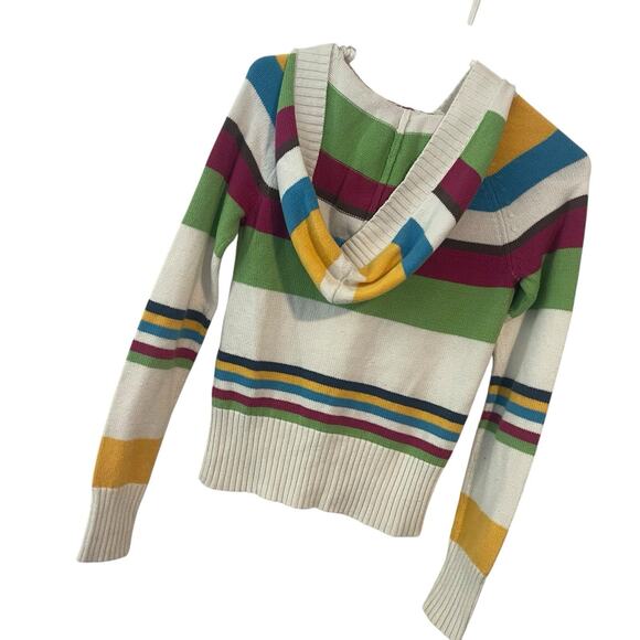 VTG Y2K Aeropostale Striped Cardigan Sweater Hooded Small Bella Swan Grunge - Picture 2 of 6